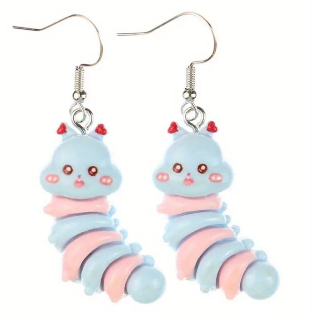 Hand crafted Blue And Pink Dangle Earrings - Picture 2 of 2